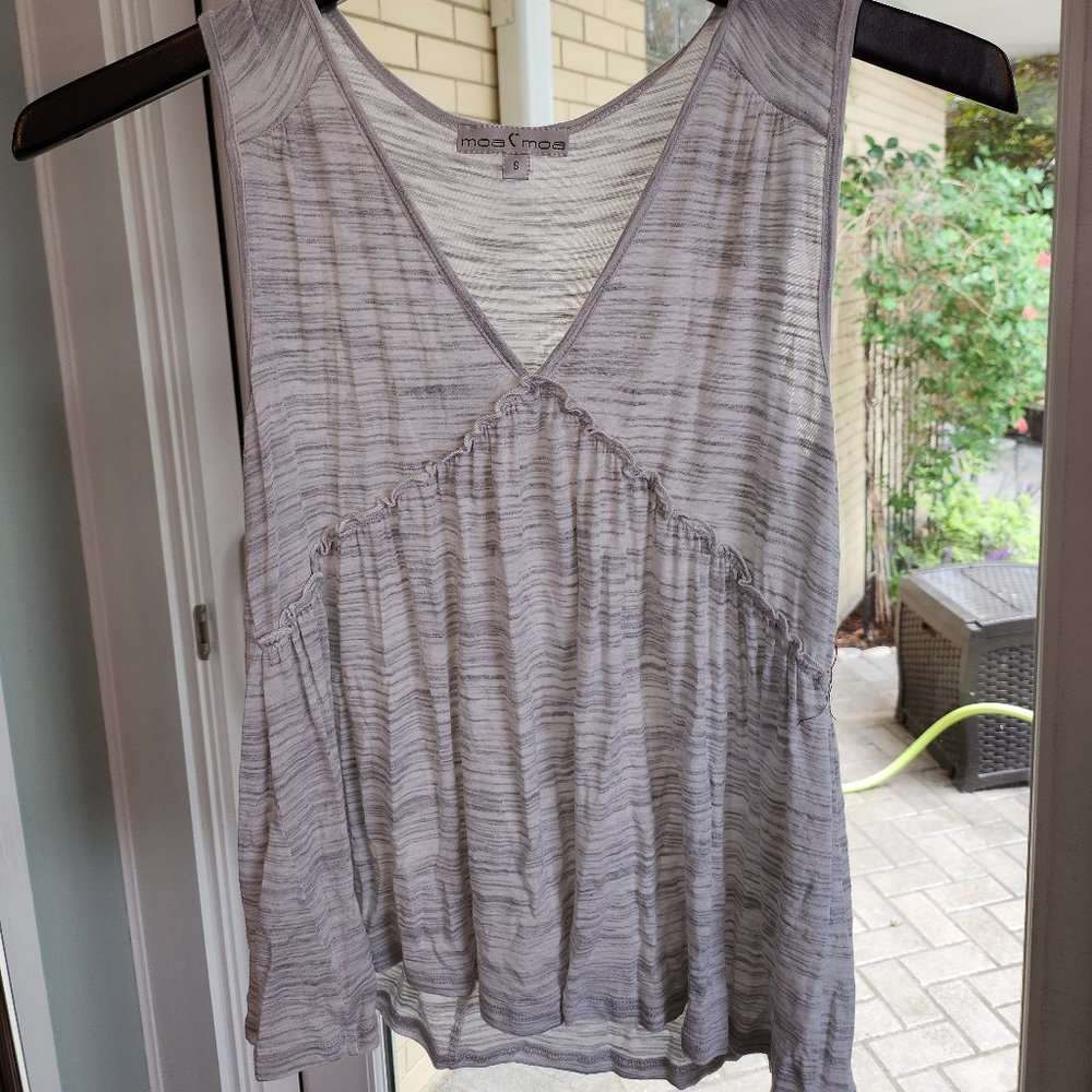 Silver-White V-Neck Flowy Tank Top